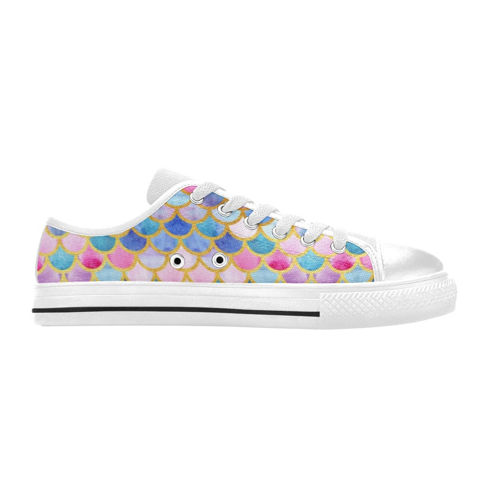 Scales Print Design LKS401 Women's White Low Top Shoes