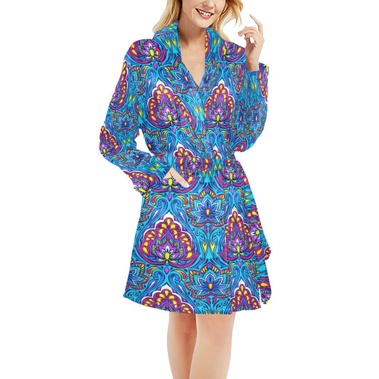 lotus Boho Pattern Print Design LO010 Women's Fleece Robe