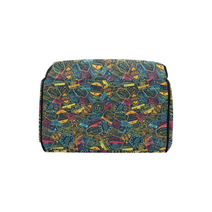 Travel Stamp Colorful Print Design LKS304 Diaper Bag Backpack