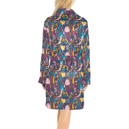 Mermaid Pattern Print Design 08 Women's Fleece Robe