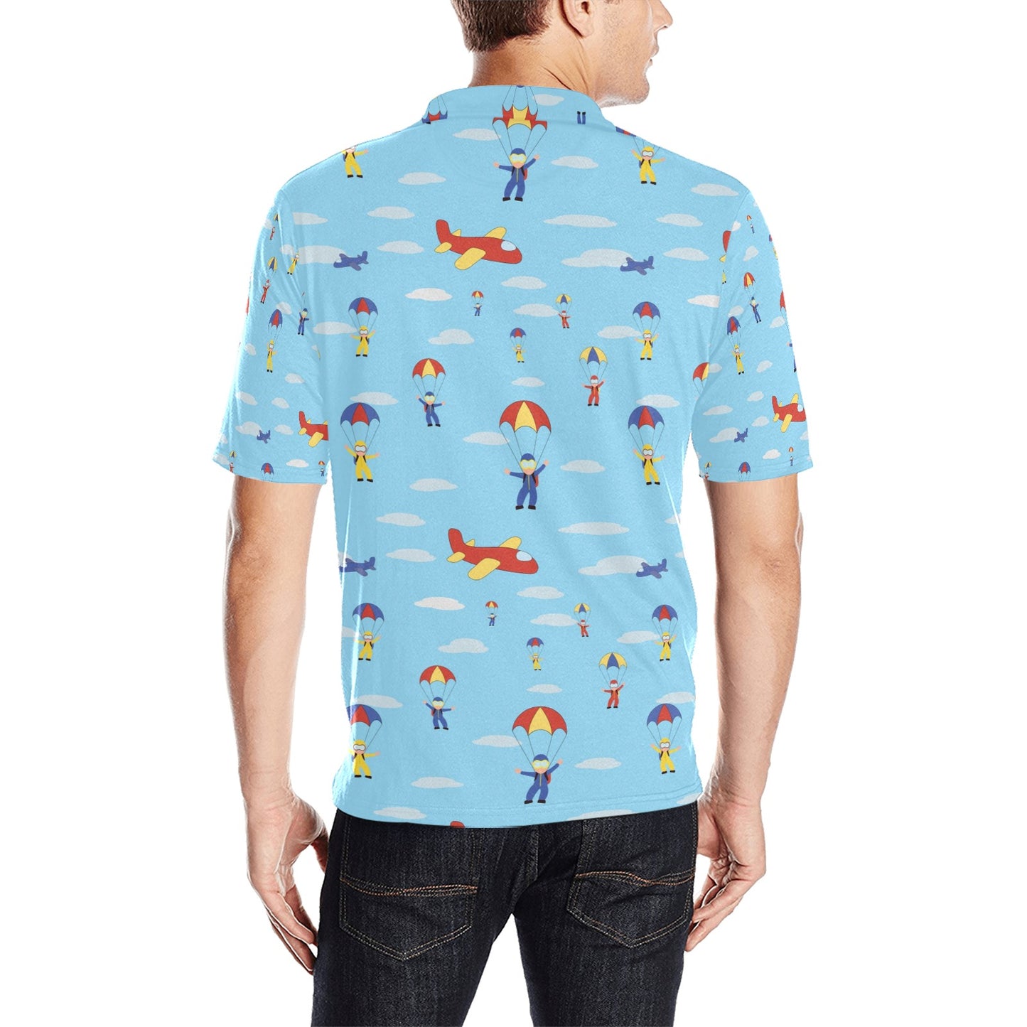 Skydiver Print Design LKS304 Men Polo Shirt