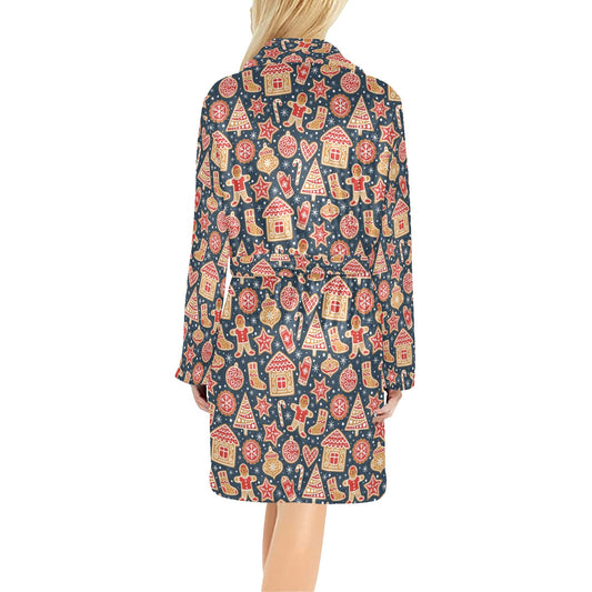 Gingerbread Pattern Print Design 03 Women's Fleece Robe