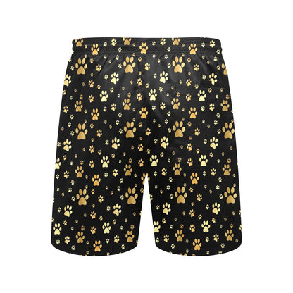 Paw Gold Print Men's Swim Trunks Beach Shorts
