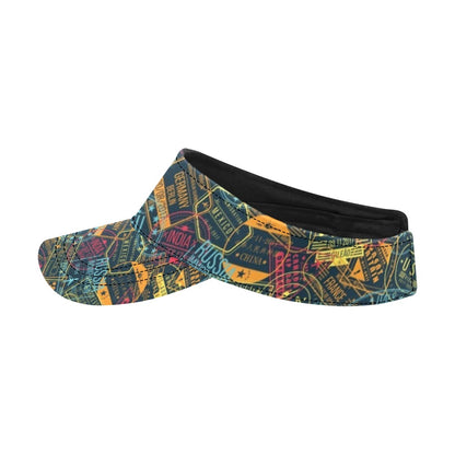 Travel Stamp Colorful Print Design LKS304 Unisex Sun Visor
