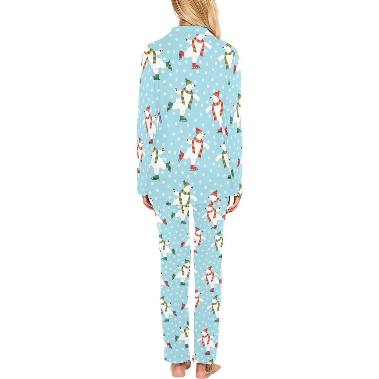 Polar Bear Pattern Print Design PB07 Women's Long Pajama Set