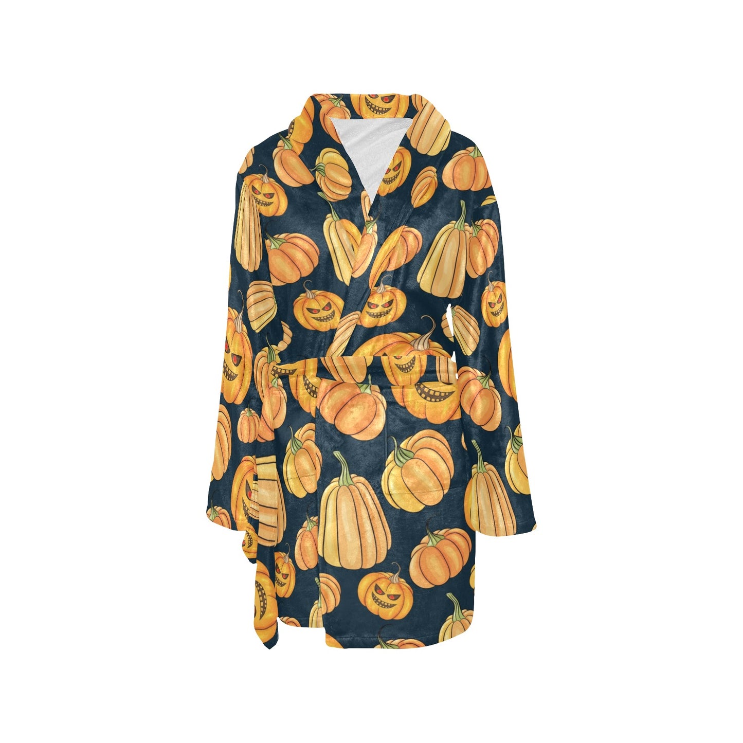Pumpkin Halloween Pattern Print Design A04 Women's Fleece Robe