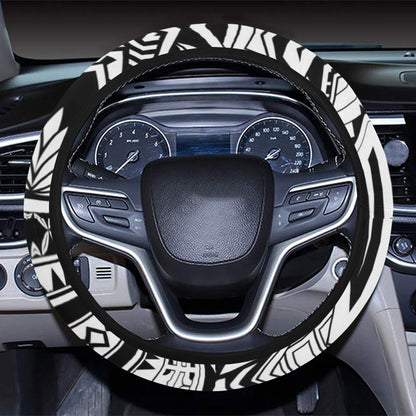 Samoan Tattoo Style Print Design LKS307 Steering Wheel Cover with Elastic Edge