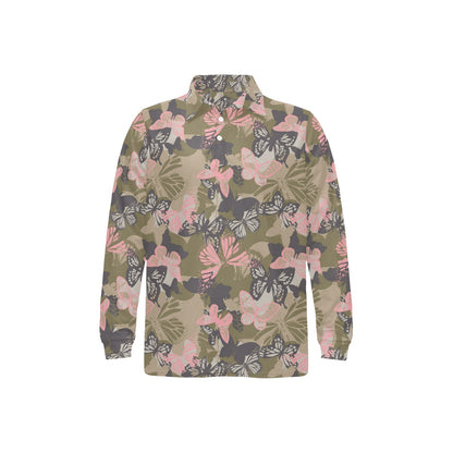 Butterfly camouflage Long Sleeve Polo Shirt For Men's