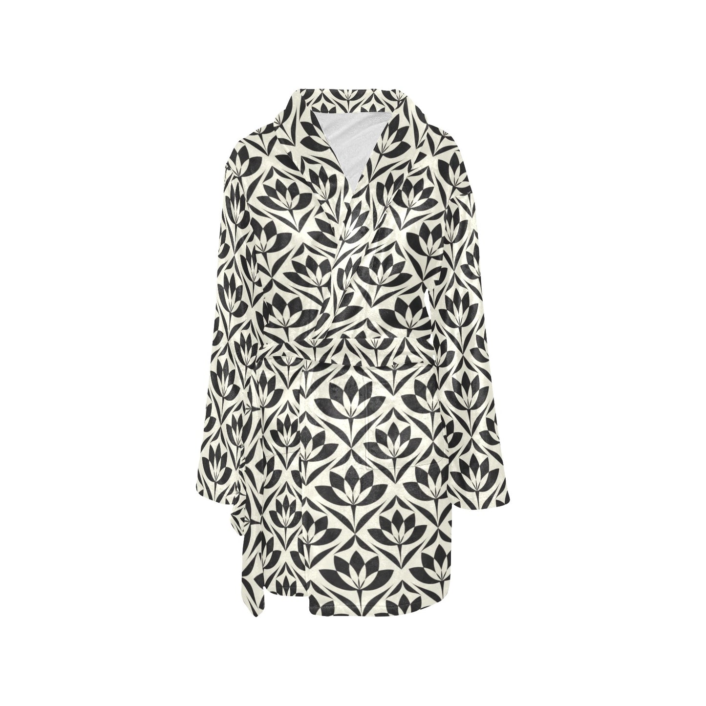 Lotus Pattern Print Women's Fleece Robe