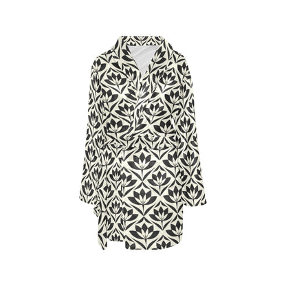 Lotus Pattern Print Women's Fleece Robe