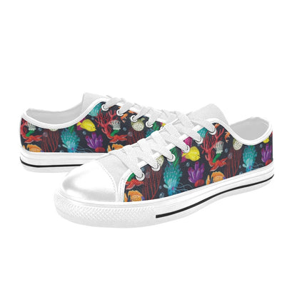 Underwater Cute Print Design LKS303 Women's White Low Top Shoes