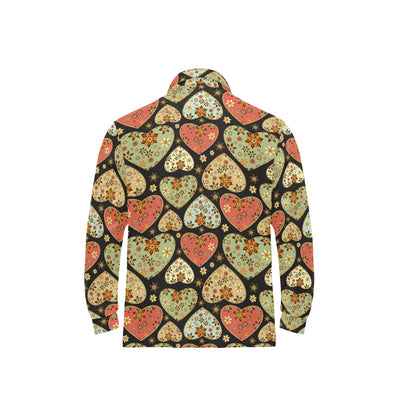 Heart Boho Pattern Print Design HE04 Long Sleeve Polo Shirt For Men's