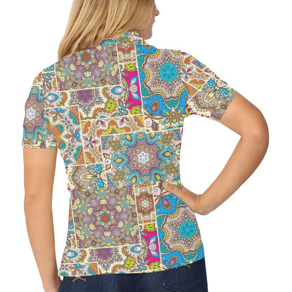 Patchwork Print Design LKS402 Women's Polo Shirt