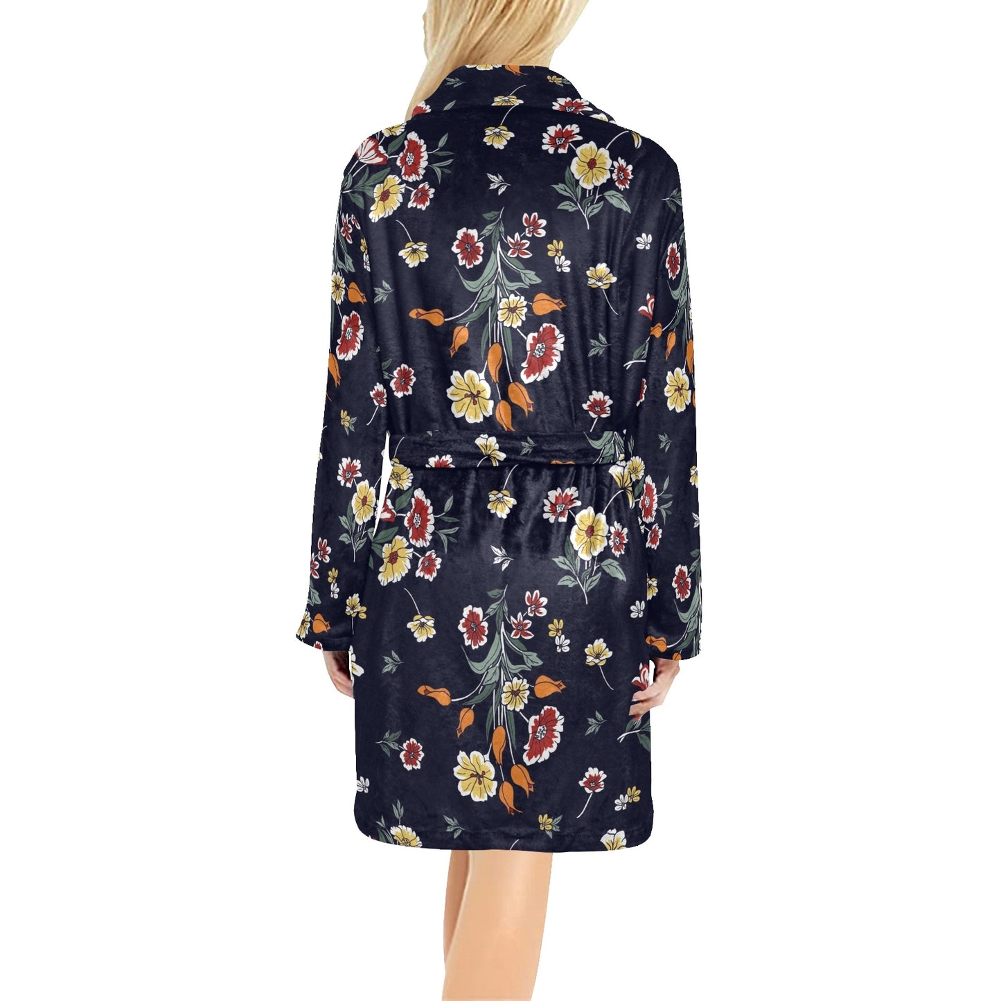 Summer Floral Pattern Print Design SF01 Women's Fleece Robe