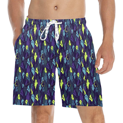 Shark Neon color Print Men's Swim Trunks Beach Shorts