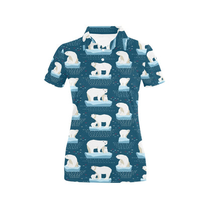 Polar Bear Pattern Print Design PB02 Women's Polo Shirt