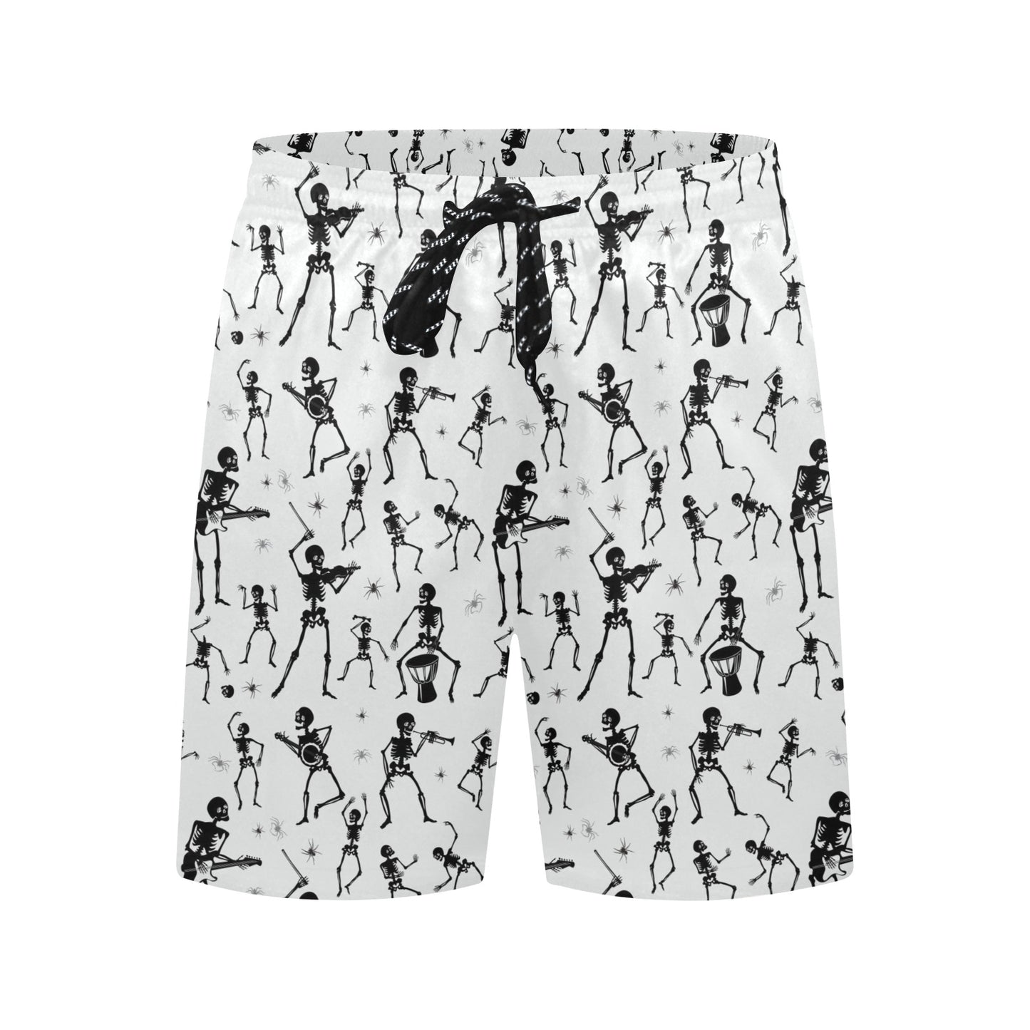 Skeleton Music Player Print Design LKS303 Men's Swim Trunks Beach Shorts