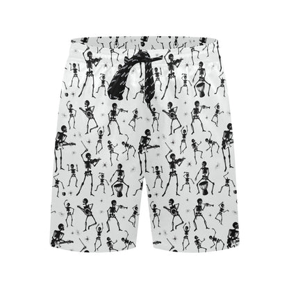 Skeleton Music Player Print Design LKS303 Men's Swim Trunks Beach Shorts