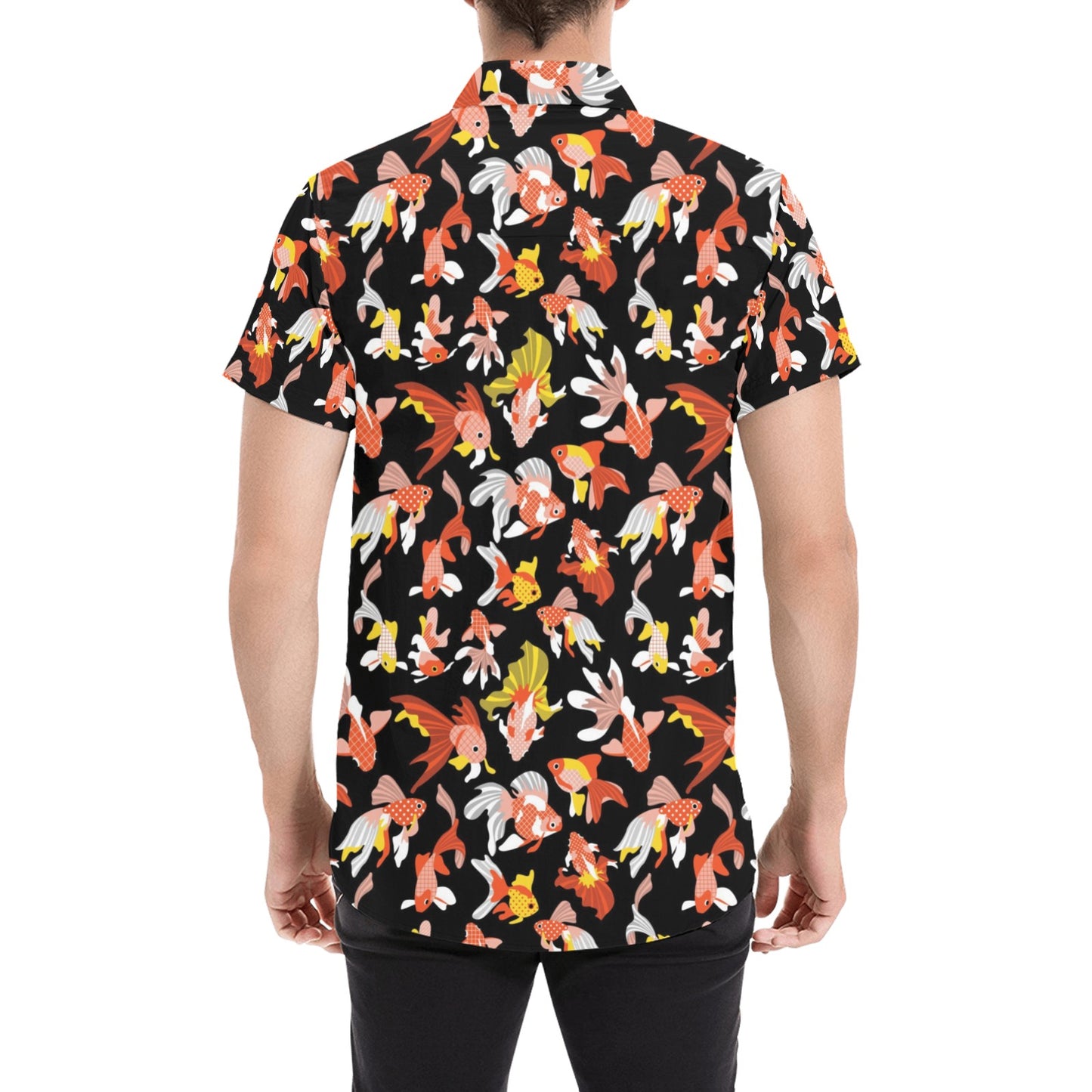 Goldfish Print Design LKS401 Men Short Sleeve Button Up Shirt