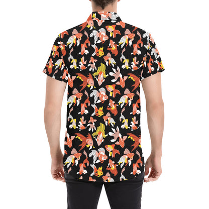 Goldfish Print Design LKS401 Men Short Sleeve Button Up Shirt