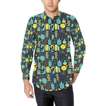 Science Print Design LKS301 Men's Long Sleeve Dress Shirt
