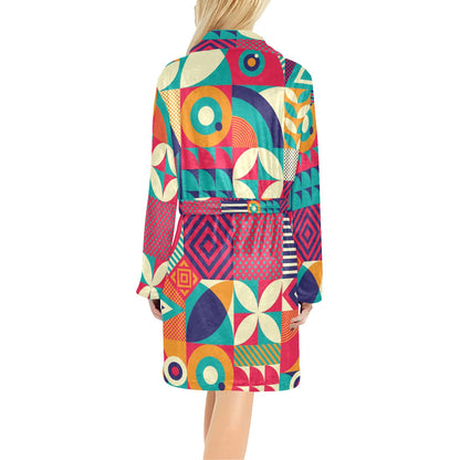 Mosaic Pattern Print Design 03 Women's Fleece Robe