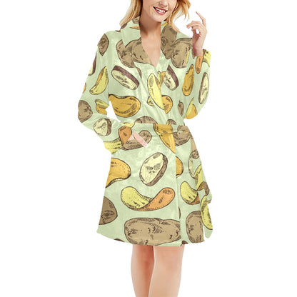 Potato Pattern Print Design A03 Women's Fleece Robe