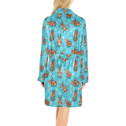 Reindeer Print Design LKS402 Women's Fleece Robe