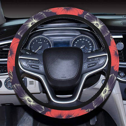 Tropical Flower Print Design LKS302 Steering Wheel Cover with Elastic Edge