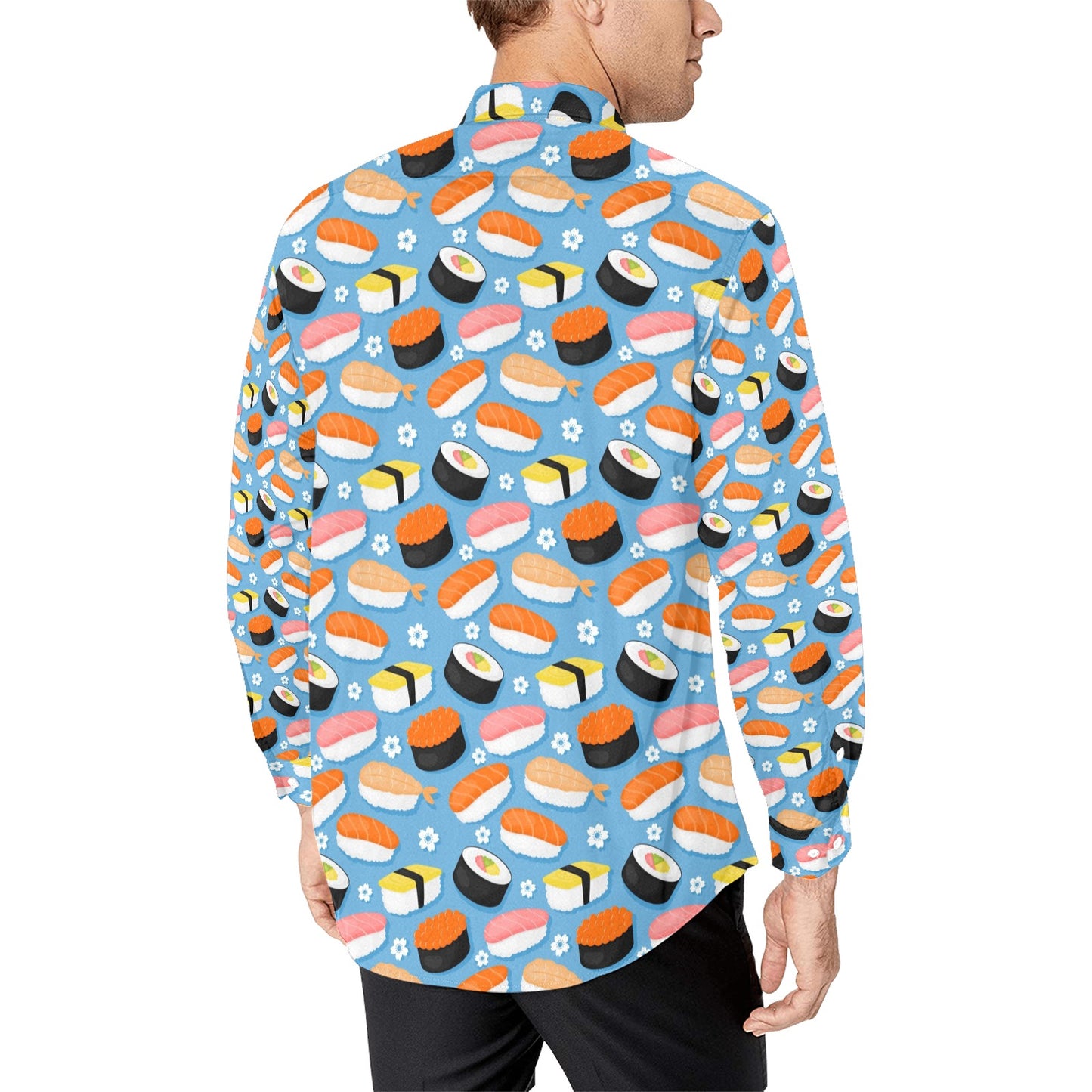 Sushi Print Design LKS304 Men's Long Sleeve Dress Shirt