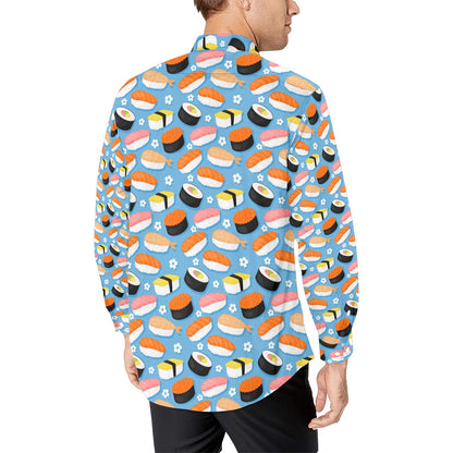 Sushi Print Design LKS304 Men's Long Sleeve Dress Shirt