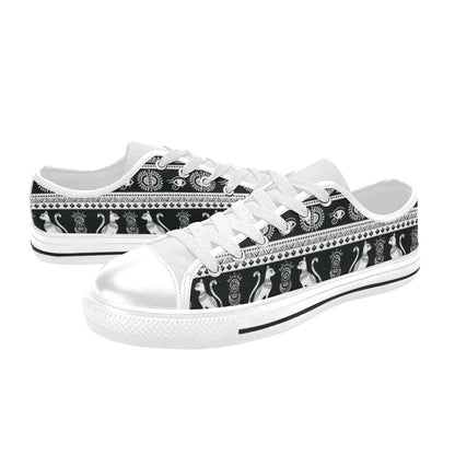 Tribal Pattern Print Design LKS305 Women's White Low Top Shoes