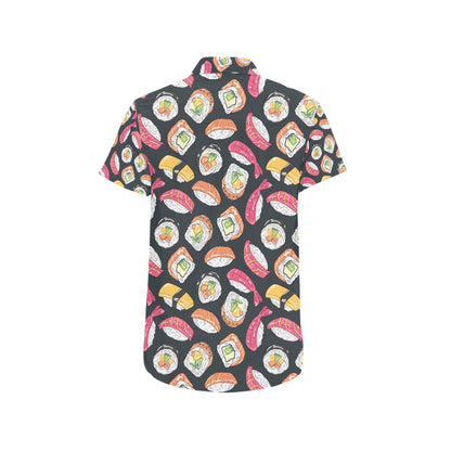 Sushi Print Design LKS306 Men Short Sleeve Button Up Shirt