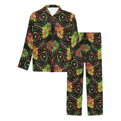 lotus Boho Pattern Print Design LO09 Men's Long Pajama Set