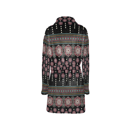 Ethnic Dot Style Print Pattern Women's Fleece Robe
