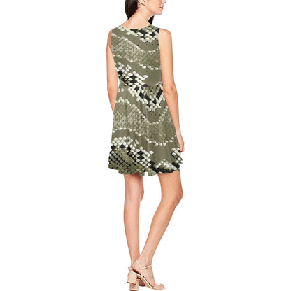 Python Pattern Print Design A04 Sleeveless Dress