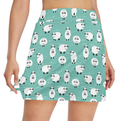 Sheep Print Design LKS404 17" Golf & Pickleball Skort with Pockets