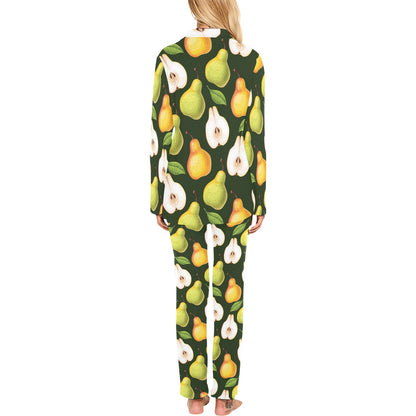 Pear Pattern Print Design PE06 Women's Long Pajama Set