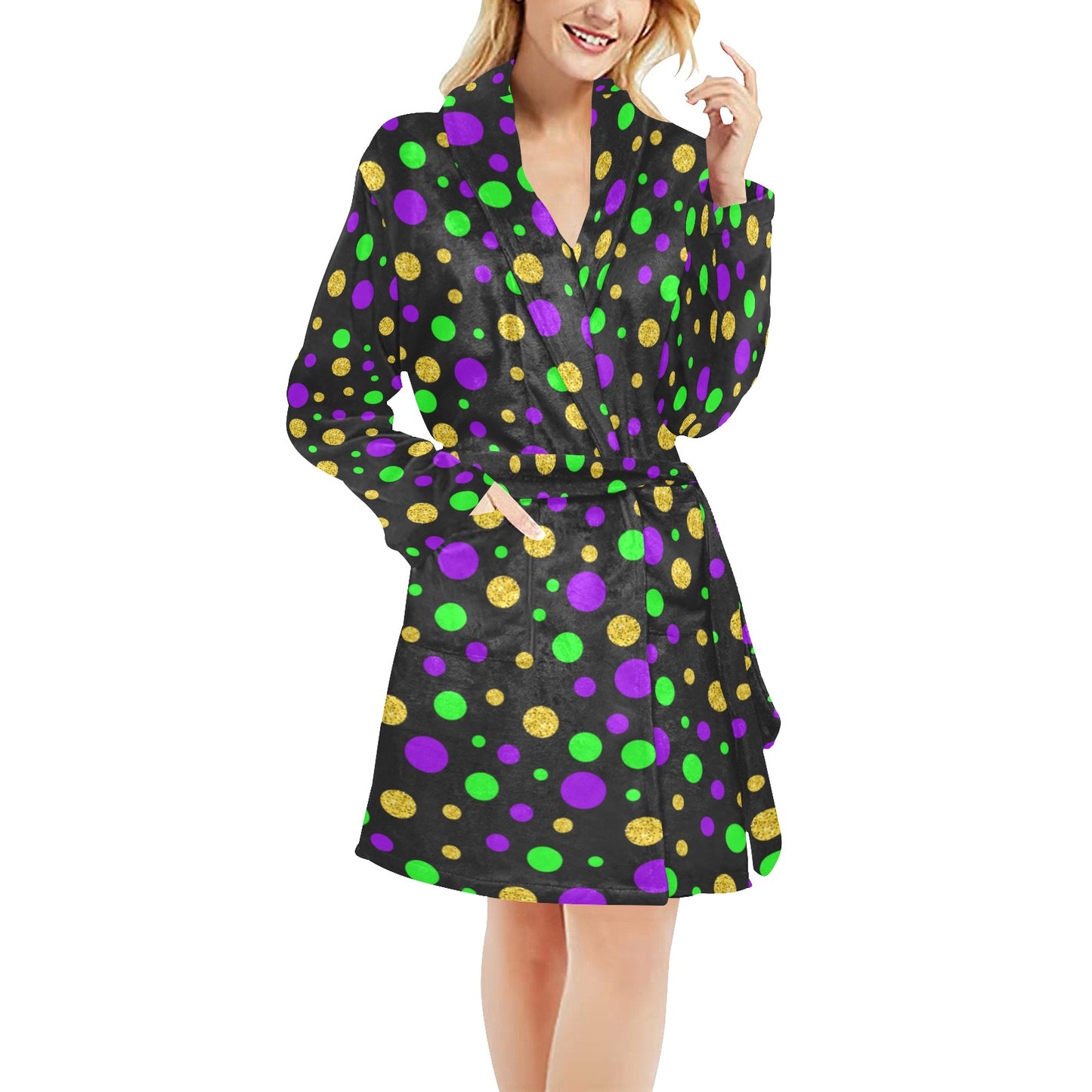 Mardi Gras Pattern Print Design 07 Women's Fleece Robe