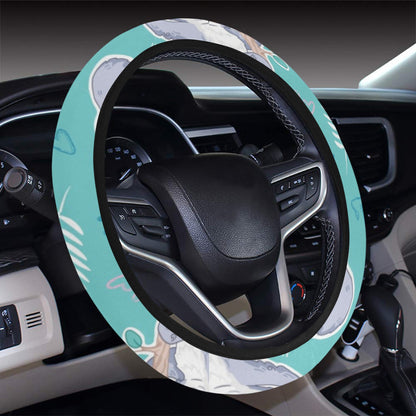 Sloth Print Design LKS309 Steering Wheel Cover with Elastic Edge