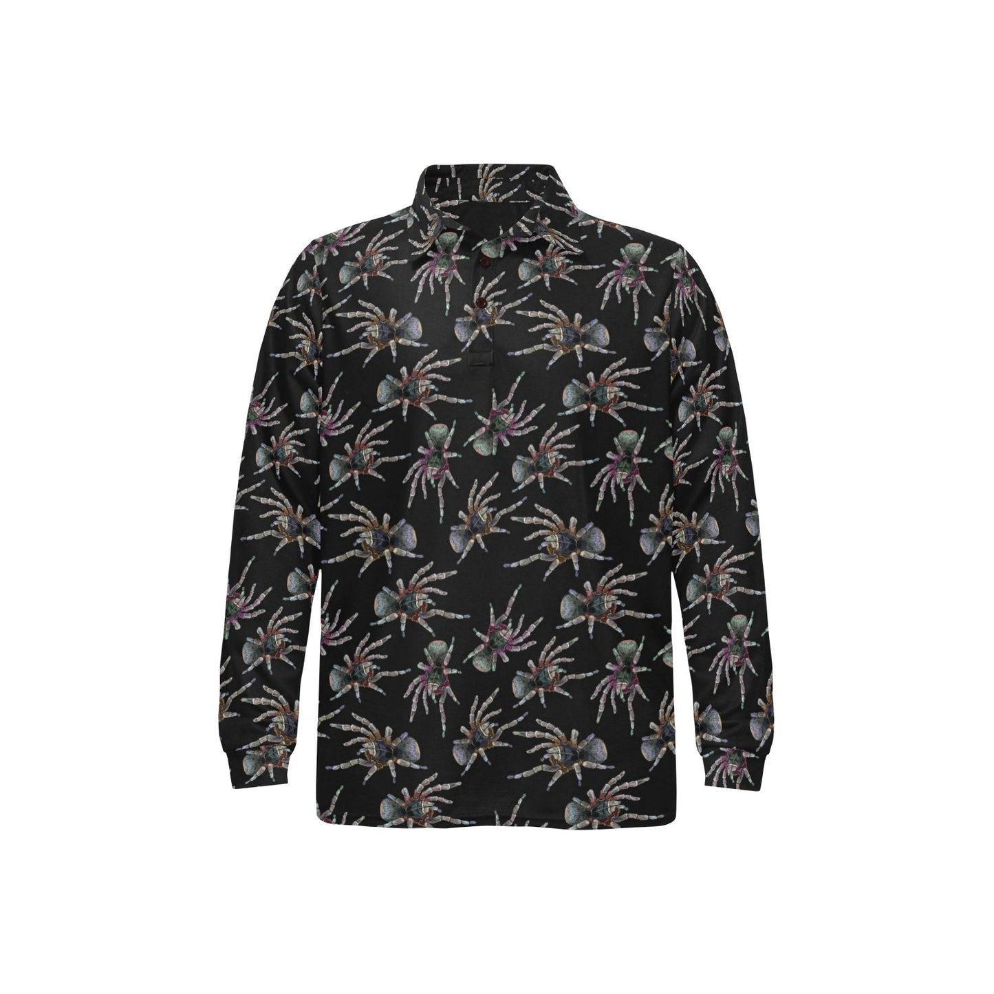 Tarantula Print Design LKS402 Long Sleeve Polo Shirt For Men's