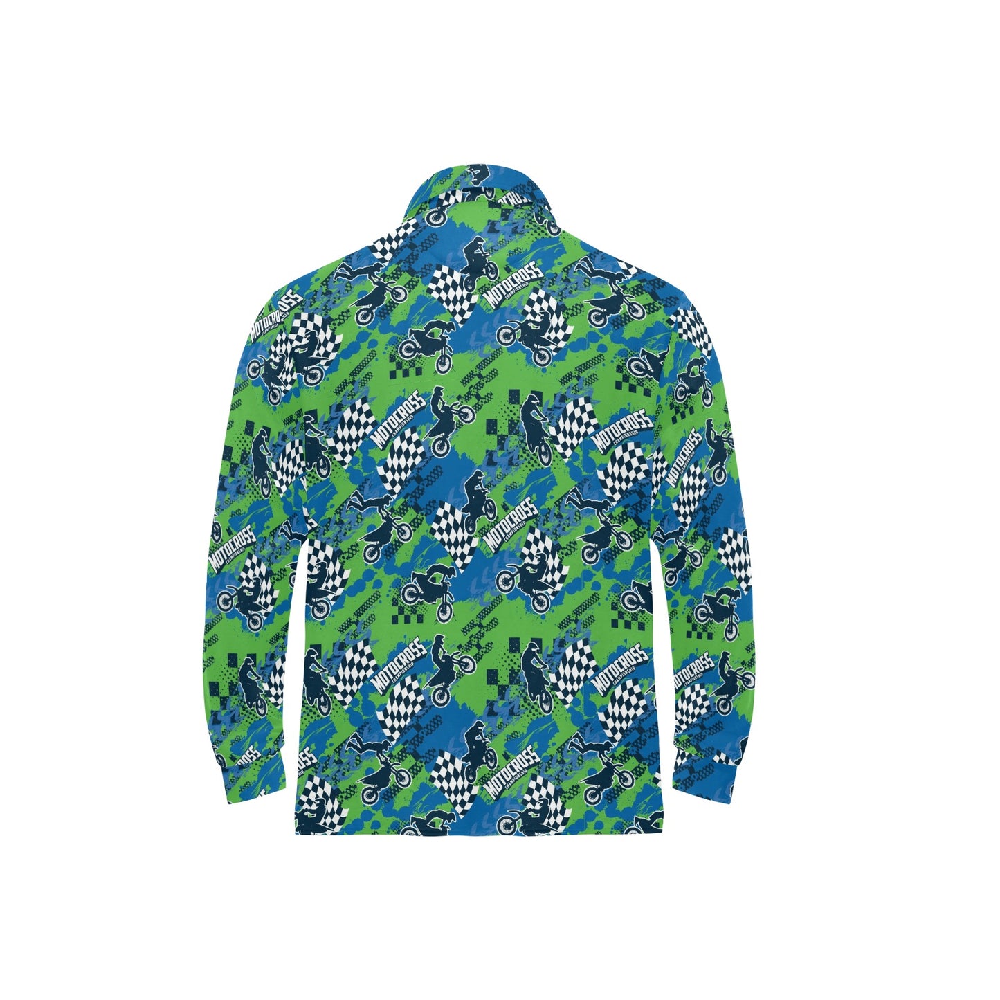 Motocross Pattern Print Design 04 Long Sleeve Polo Shirt For Men's