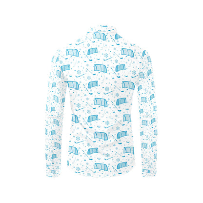 Hockey Print Design LKS303 Men's Long Sleeve Dress Shirt