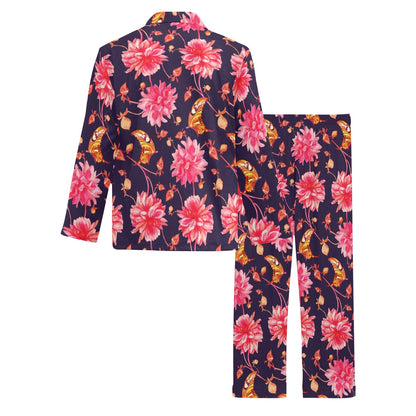 Dahlia Pattern Print Design DH03 Men's Long Pajama Set