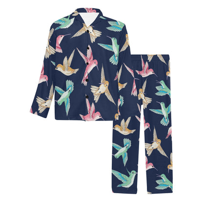Hummingbird Cute Pattern Print Design 01 Men's Long Pajama Set