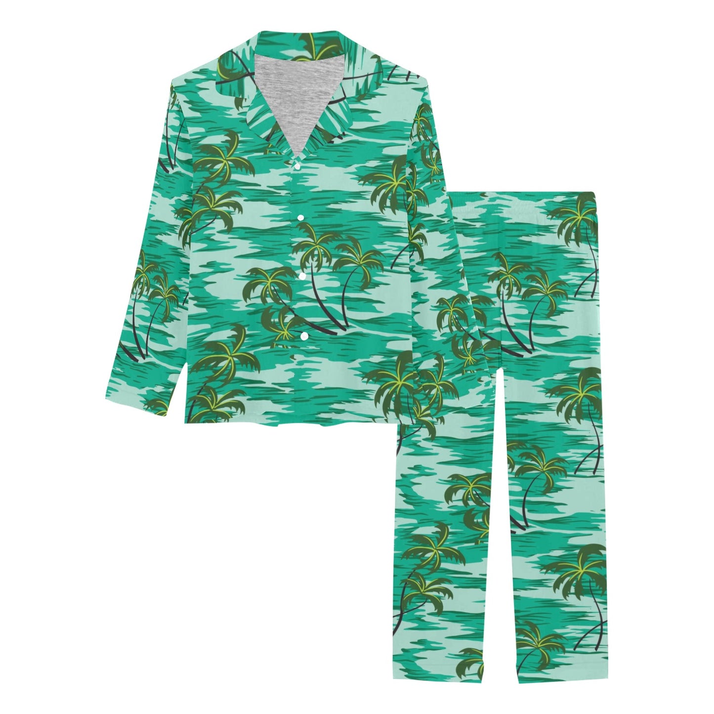 Palm Tree Pattern Print Design A01 Women's Long Pajama Set