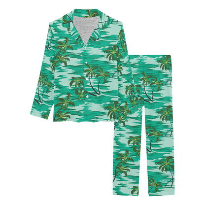 Palm Tree Pattern Print Design A01 Women's Long Pajama Set