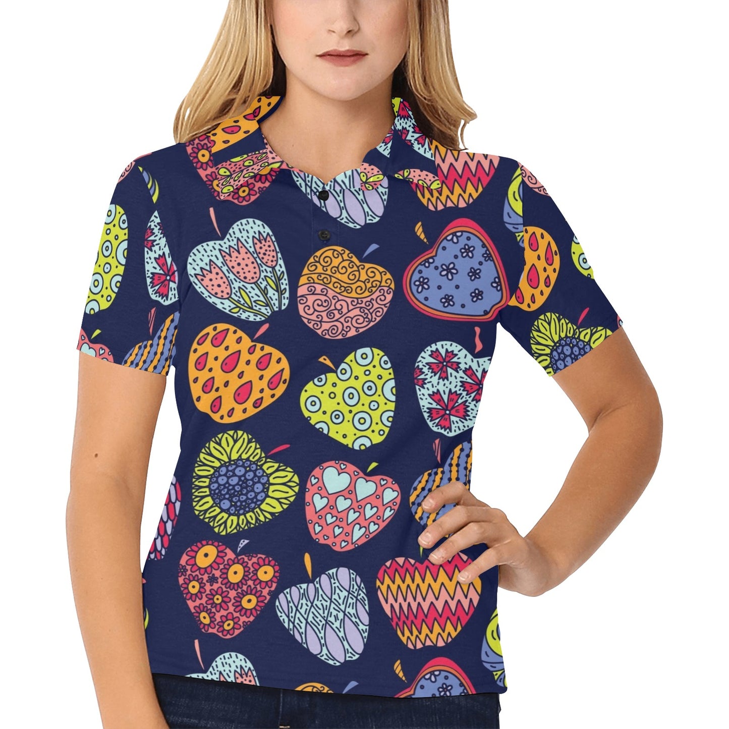 Apple Pattern Print Design AP05 Women's Polo Shirt