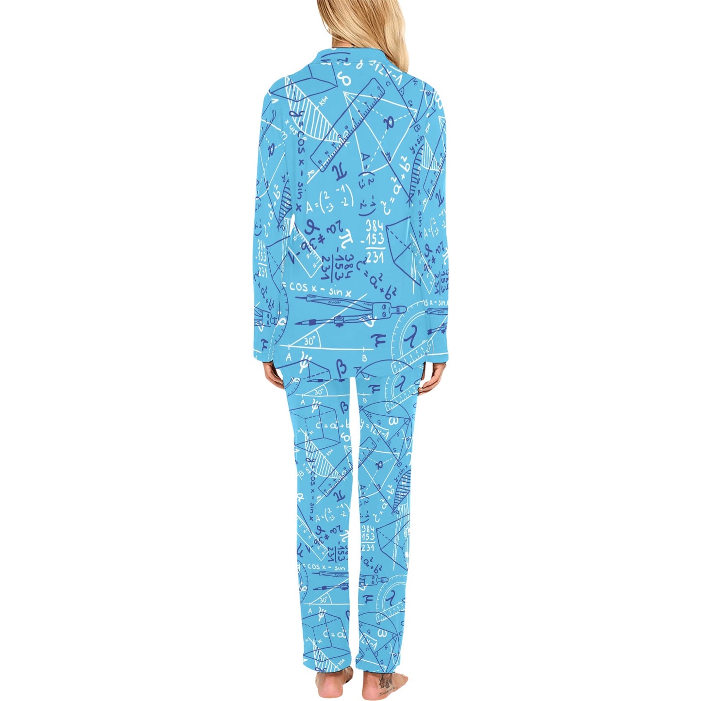 Math Pattern Print Design 02 Women's Long Pajama Set