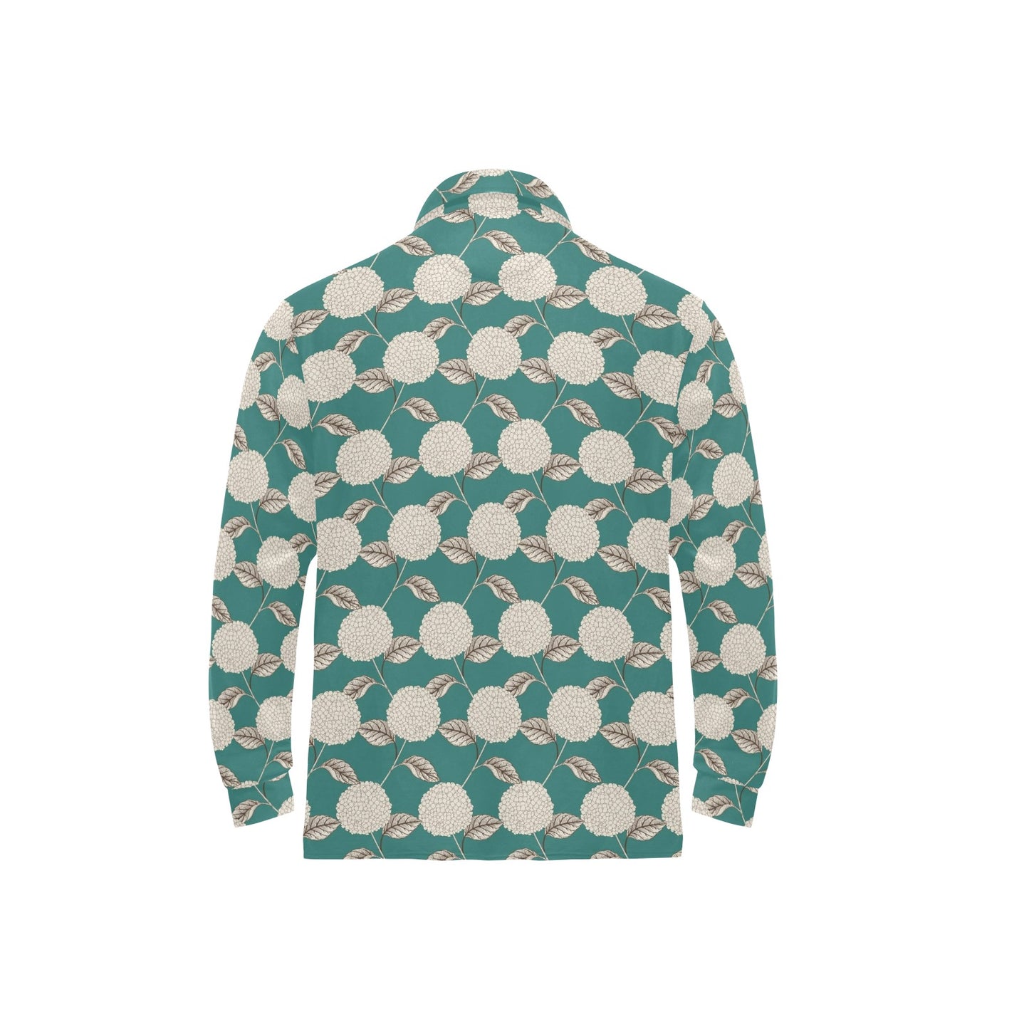 Hydrangea Pattern Print Design HD03 Long Sleeve Polo Shirt For Men's